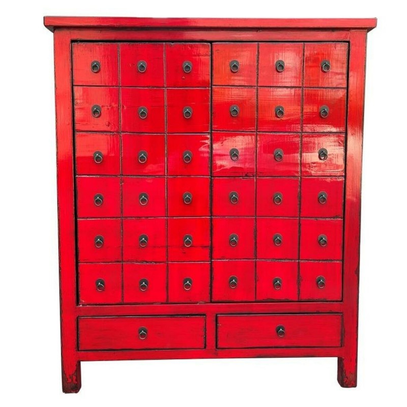 Cassettiera DKD Home Decor Rosso Legno di olmo Orientale Laccato 102 x 42 x 120 cm