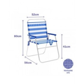 Marbueno Sedia Pieghevole Alluminio Righe Blu e Bianco Spiaggia e Piscina 52X56X80 cm 10313