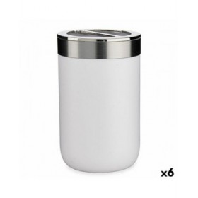 Portaspazzolini da Denti Berilo BP15-002-2 Bianco Argentato Plastica 7,7 x 11,2 x 7,7 cm (6 Unità)