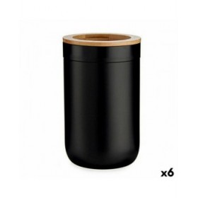 Portaspazzolini da Denti Berilo BP16-103BK Marrone Nero Naturale Bambù polipropilene 7,7 x 11,5 x 7,7 cm (6 Unità)