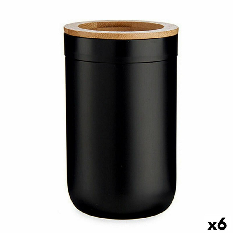 Portaspazzolini da Denti Berilo BP16-103BK Marrone Nero Naturale Bambù polipropilene 7,7 x 11,5 x 7,7 cm (6 Unità)