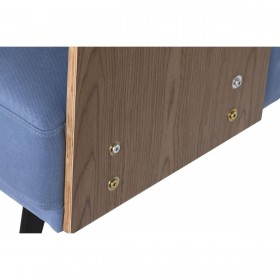 Divano Letto DKD Home Decor Nero Azzurro Metallo Marrone Poliestere Legno di eucalipto (203 x 87 x 81 cm)