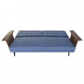 Divano Letto DKD Home Decor Nero Azzurro Metallo Marrone Poliestere Legno di eucalipto (203 x 87 x 81 cm)