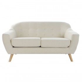Divano a 2 Piazze DKD Home Decor Crema Naturale Legno d'albero della gomma Plastica Moderno Scandi 146 x 84 x 82 cm