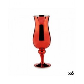 Portacandele Cristallo Rosso 13,5 x 35 x 13,5 cm (6 Unità)