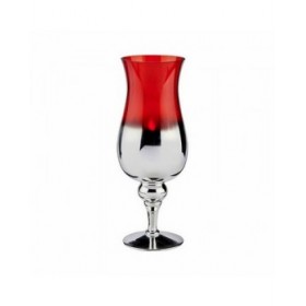 Portacandele Cristallo Rosso Argentato 13 x 35 x 13 cm (6 Unità)