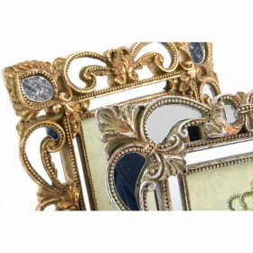 Cornice Portafoto DKD Home Decor 19 x 2 x 25 cm Argentato Dorato Resina Shabby Chic (2 Unità)