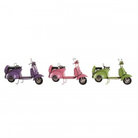 Statua Decorativa DKD Home Decor 26 x 10 x 17 cm Rosa Lilla Moto Verde Vintage (3 Pezzi)