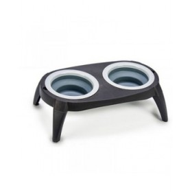Ciotola per animali domestici Pieghevole Nero Silicone Plastica 9 x 39 x 9 cm (12 Unità)