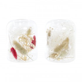 Portacandele DKD Home Decor Fiore secco 8 x 8 x 11 cm Cristallo Beige Rosso Granato (2 Unità)