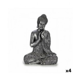 Statua Decorativa Buddha Seduto Argentato 22 x 33 x 18 cm (4 Unità)