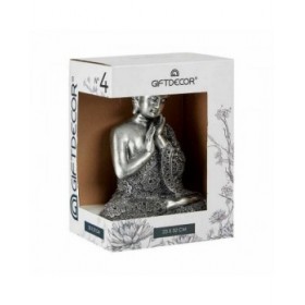 Statua Decorativa Buddha Seduto Argentato 22 x 33 x 18 cm (4 Unità)