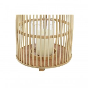 Portacandele DKD Home Decor Cristallo Bambù (25 x 25 x 56 cm)