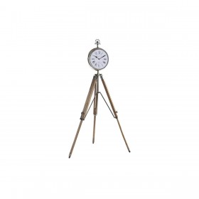 Orologio da Tavolo DKD Home Decor 22 x 40 x 80 cm Naturale Argentato Alluminio Tripode Legno di mango Tradizionale