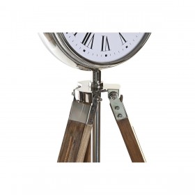 Orologio da Tavolo DKD Home Decor 22 x 40 x 80 cm Naturale Argentato Alluminio Tripode Legno di mango Tradizionale