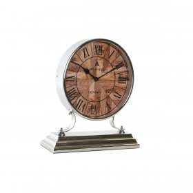 Orologio da Tavolo DKD Home Decor 30 x 9,5 x 33 cm Naturale Argentato Alluminio Legno di mango Tradizionale
