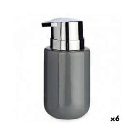 Dispenser di Sapone Berilo J1017-A-GRIS Grigio Argentato Metallo Ceramica 350 ml 7 x 14,5 x 8,5 cm (6 Unità)