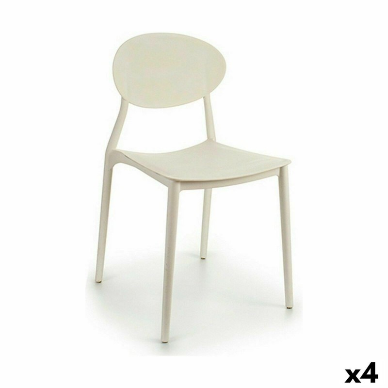 Sedia da Sala da Pranzo Bianco Plastica 41 x 81 x 49 cm (4 Unità)