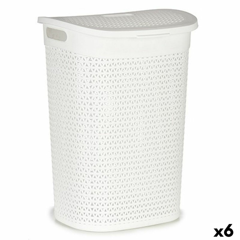 Cesto per i Panni Kipit 4790-3 Bianco Plastica 60 L 43,5 x 57,5 x 34 cm (6 Unità)