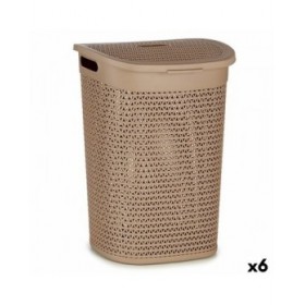 Cesto per i Panni Kipit 4790-4 Beige Plastica 60 L 43,5 x 57,5 x 34 cm (6 Unità)