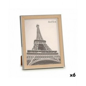 Cornice Portafoto 23 x 27 x 2 cm Argentato Marrone Plastica Vetro (6 Unità)