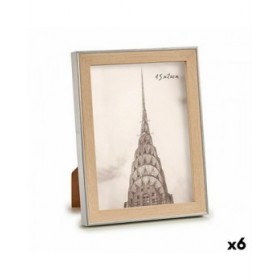 Cornice Portafoto WPC1920MS-3 Marrone Argentato Naturale Vetro polipropilene (6 Unità)
