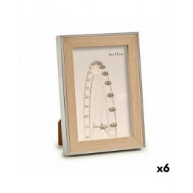 Cornice Portafoto WPC1920MS-1 Marrone Argentato Naturale Vetro polipropilene (6 Unità)