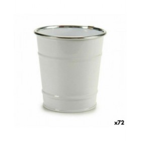 Vaso Secchio Bianco Argentato Zinco 10,5 x 10,5 x 10,5 cm (72 Unità)