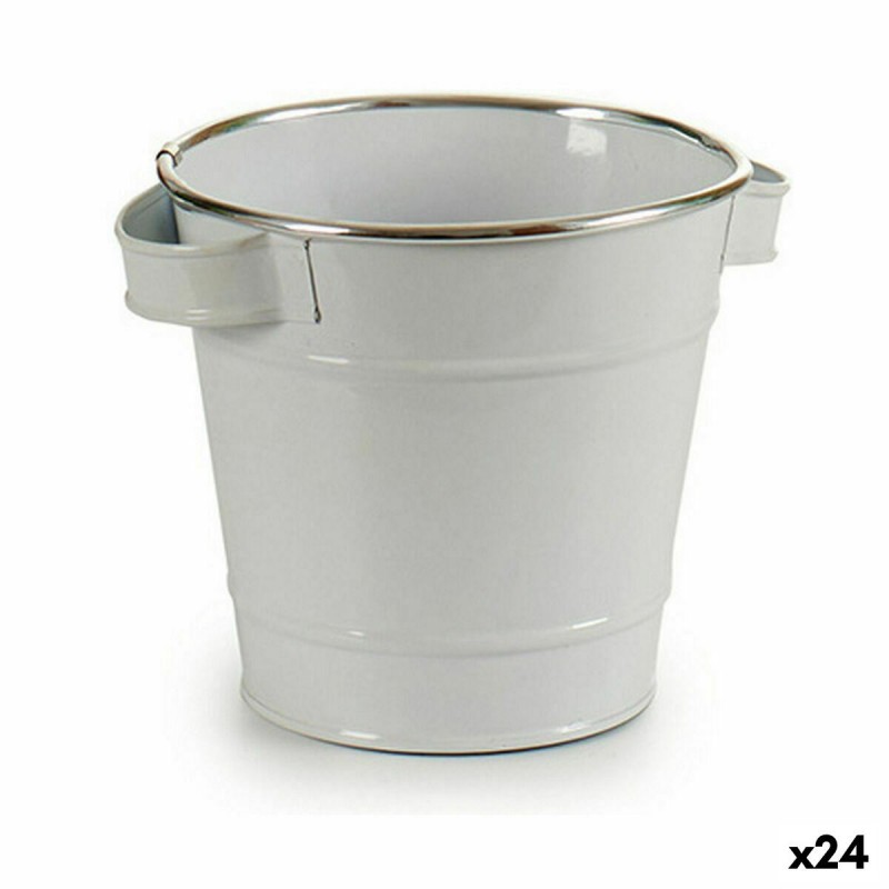 Vaso Ibergarden A60354-D Bianco Argentato Zinco Secchio 19,5 x 14,5 x 16,5 cm (24 Unità)