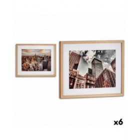 Quadro Edificio Legno Vetro 43 x 3 x 53 cm (6 Unità)