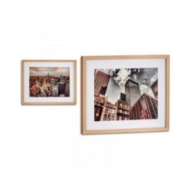 Quadro Edificio Legno Vetro 43 x 3 x 53 cm (6 Unità)