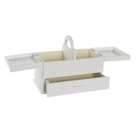 Scatola-Portagioie DKD Home Decor Cristallo Bianco Avorio Legno MDF 30 x 17 x 24 cm