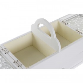 Scatola-Portagioie DKD Home Decor Cristallo Bianco Avorio Legno MDF 30 x 17 x 24 cm
