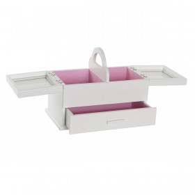 Scatola-Portagioie DKD Home Decor 16 x 17 x 28 cm Bianco Rosa chiaro Legno MDF
