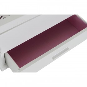 Scatola-Portagioie DKD Home Decor 16 x 17 x 28 cm Bianco Rosa chiaro Legno MDF
