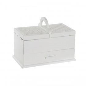 Scatola-Portagioie DKD Home Decor 16 x 17 x 28 cm Bianco Rosa chiaro Legno MDF