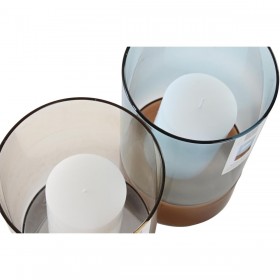 Portacandele DKD Home Decor Cristallo Bicolore Cera 13 x 13 x 21 cm (2 Unità)