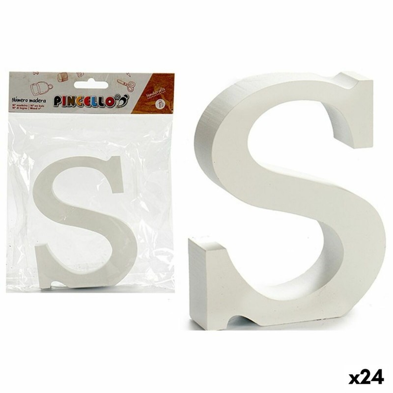 Lettera Pincello S Bianco Legno 2 x 16 x 14,5 cm (24 Unità)