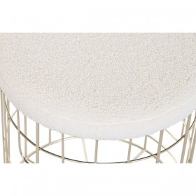 Poggiapiedi DKD Home Decor Beige Dorato Metallo Poliestere Bianco Moderno (38 x 38 x 44 cm) (35 x 35 x 40 cm)