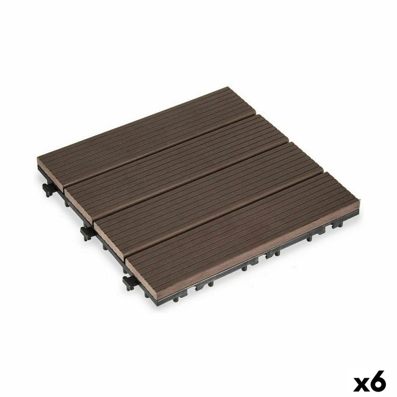 Piastrella ad Incastro Ibergarden SM-AP-ALCF Marrone Polietilene Composite 30 x 2,6 x 30 cm (6 Unità)
