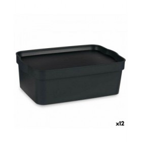 Scatola portaoggetti con coperchio Kipit TP593-1 Antracite Plastica 6 L 21 x 11 x 32 cm (12 Unità)
