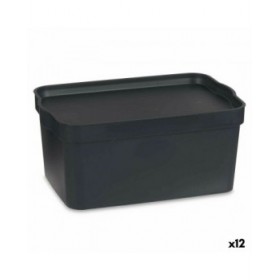 Scatola portaoggetti con coperchio Kipit TP594-1 Antracite Plastica 7,5 L 21 x 14,2 x 32 cm (12 Unità)