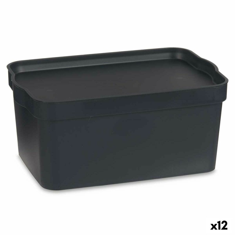 Scatola portaoggetti con coperchio Kipit TP594-1 Antracite Plastica 7,5 L 21 x 14,2 x 32 cm (12 Unità)