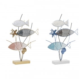 Statua Decorativa DKD Home Decor 39,5 x 8 x 55,5 cm Azzurro Corallo Multicolore Spirali (2 Unità)