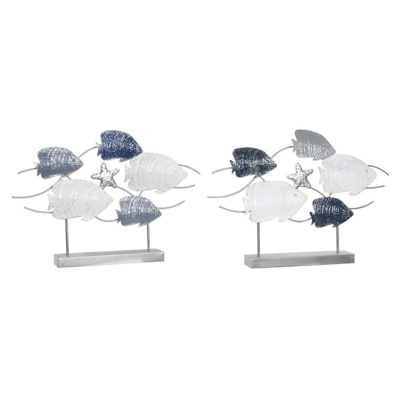 Statua Decorativa DKD Home Decor 63 x 9 x 44 cm Grigio Azzurro Bianco Spirali (2 Unità)
