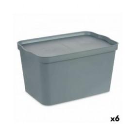 Scatola portaoggetti con coperchio Kipit TP596-2 Grigio Plastica 24 L 29,3 x 24,5 x 45 cm (6 Unità)