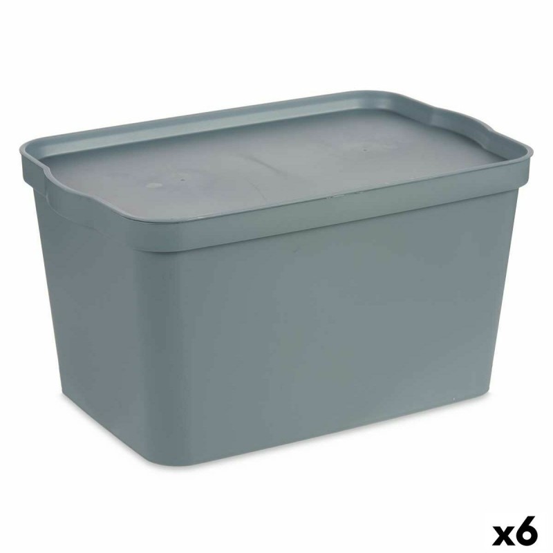 Scatola portaoggetti con coperchio Kipit TP596-2 Grigio Plastica 24 L 29,3 x 24,5 x 45 cm (6 Unità)