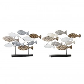 Statua Decorativa DKD Home Decor 65,4 x 9,5 x 43 cm Nero Azzurro Marrone Spirali (2 Unità)