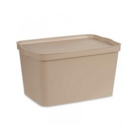 Scatola portaoggetti con coperchio Kipit TP596-3 Beige Plastica 24 L 29,3 x 24,5 x 45 cm (6 Unità)