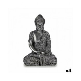 Statua Decorativa Buddha Seduto Argentato 17 x 32,5 x 22 cm (4 Unità)